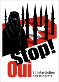 Affiche de la campagne UDC pour l'initiative visant à interdire la construction de minarets